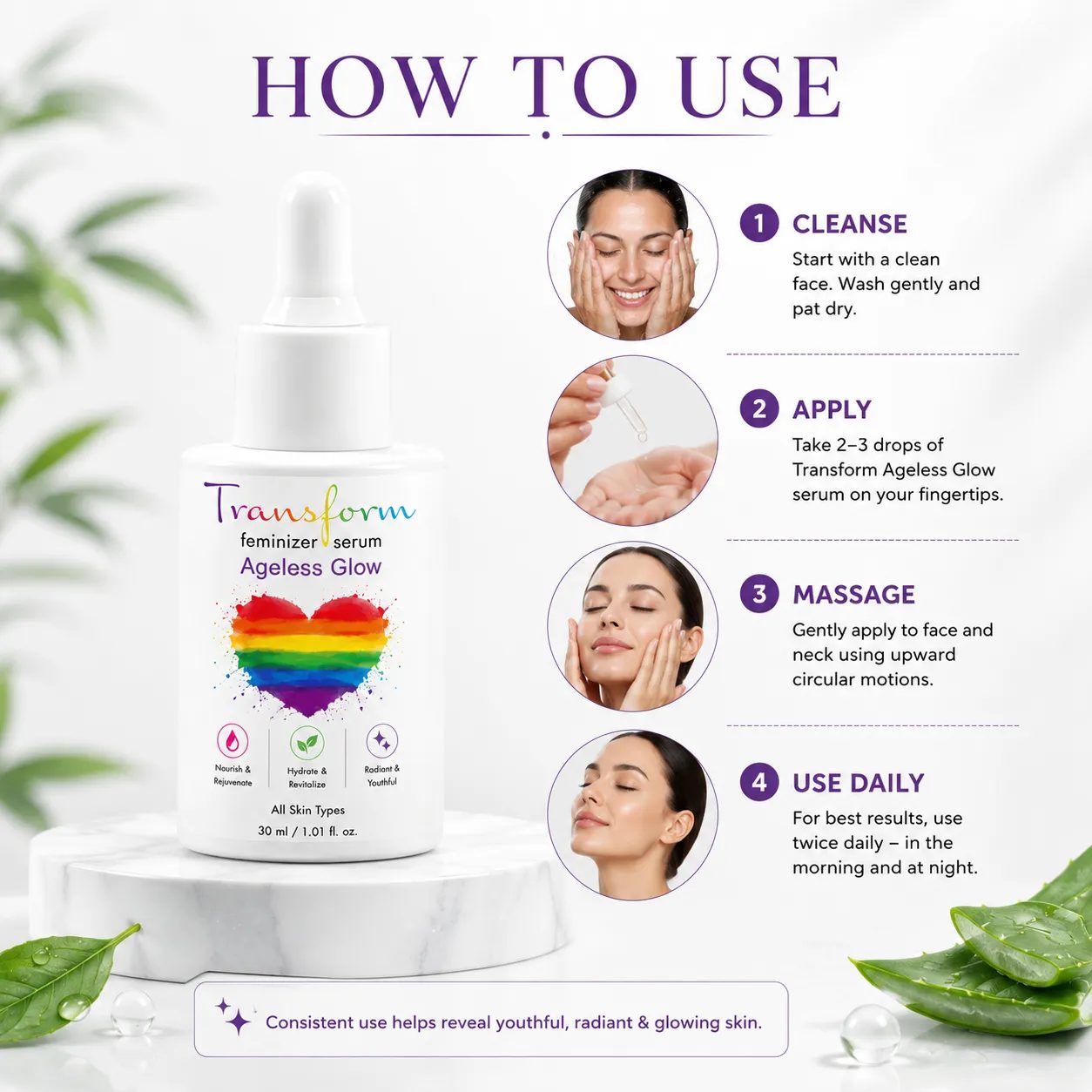 Transform Ageless Glow Feminizer Serum 30 ml, photo 2